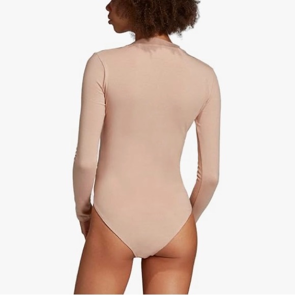 Adidas Long Sleeve Logo Bodysuit in Ash Pearl NWOT - Picture 3 of 4